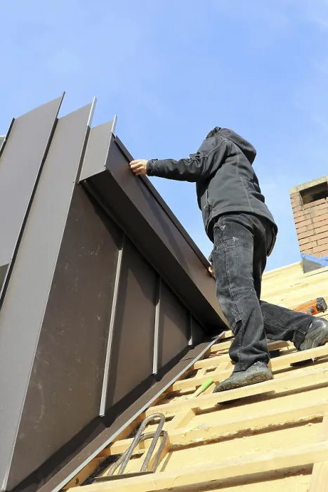 Framed Print : Roofer Working on a New Dormer Window Print Framed Print : Roofer Working on a New Dormer Window Print