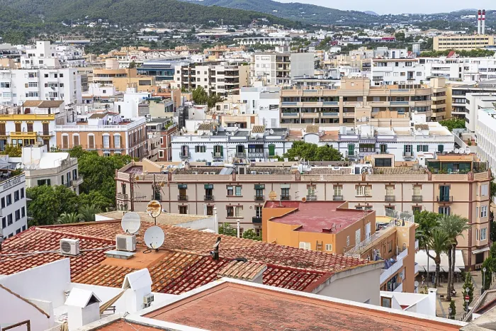 Framed Print : Above the rooftops of Eivissa's old town print, Ibiza Town, Spain
