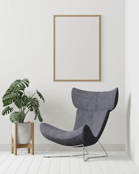 Framed Print : Minimalist Print: White Room with Chair and Tree Framed Print : Minimalist Print: White Room with Chair and Tree