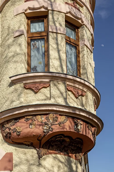 Framed Print : Round Bay Window Print on Residential Building