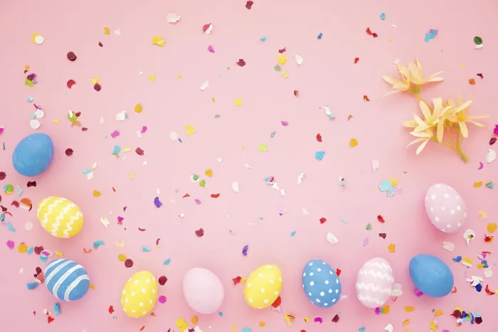 Framed Print : Row Easter Eggs Bright Confetti Print