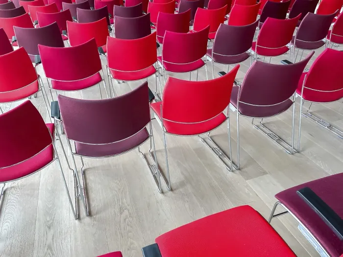 Framed Print : Rows of Chairs in Different Shades of Red Print Framed Print : Rows of Chairs in Different Shades of Red Print
