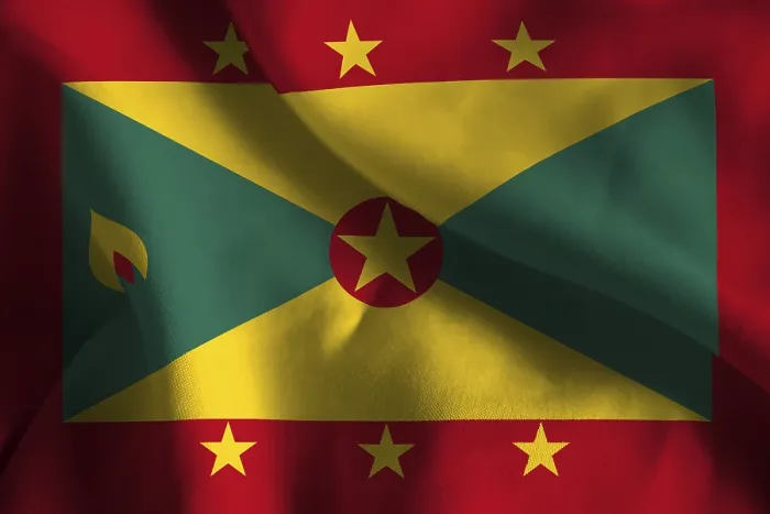 Framed Print : Grenada Ruffled Fabric Flag Print Framed Print : Grenada Ruffled Fabric Flag Print