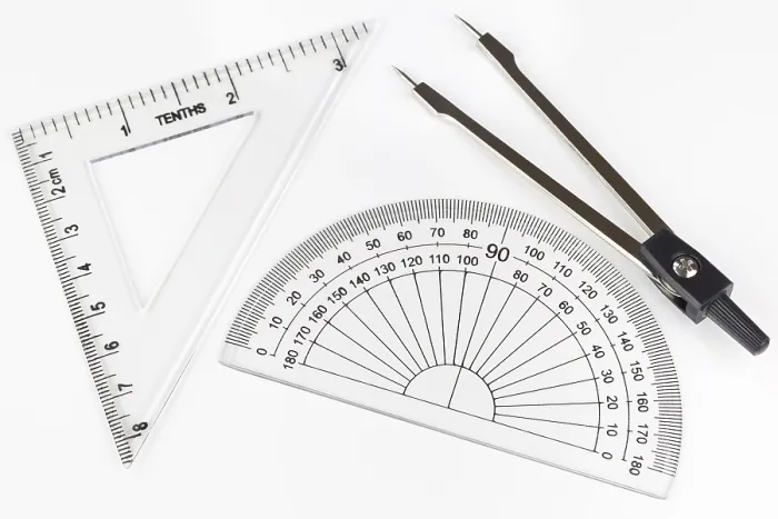 Framed Print : Geometric Tools Print - Ruler, Goniometer, Compasses Framed Print : Geometric Tools Print - Ruler, Goniometer, Compasses