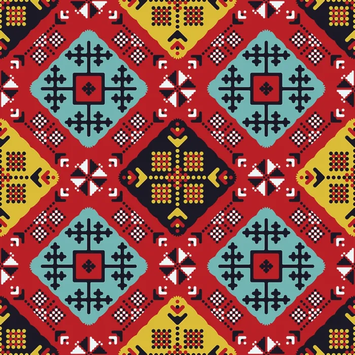 Framed Print : Russian Tile Print Seamless Pattern