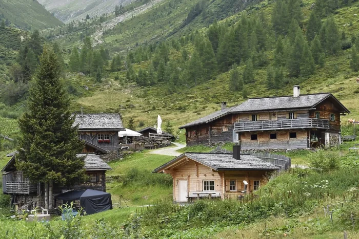 Framed Print : Rustic Alpine Huts of Brugger Alm Print, East Tyrol, Austria Framed Print : Rustic Alpine Huts of Brugger Alm Print, East Tyrol, Austria