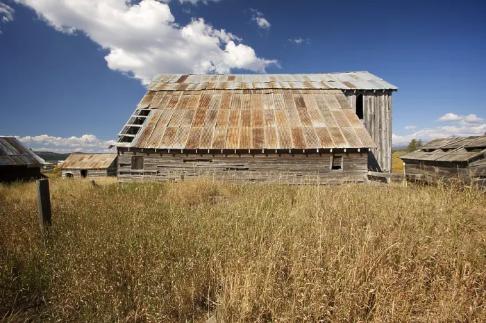 Framed Print : Rustic Barn Scene Print with Deep Blue Sky and Clouds Framed Print : Rustic Barn Scene Print with Deep Blue Sky and Clouds