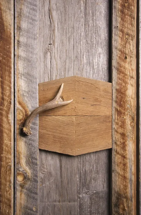 Framed Print : Rustic Cabinet with Antler Handle Print Framed Print : Rustic Cabinet with Antler Handle Print