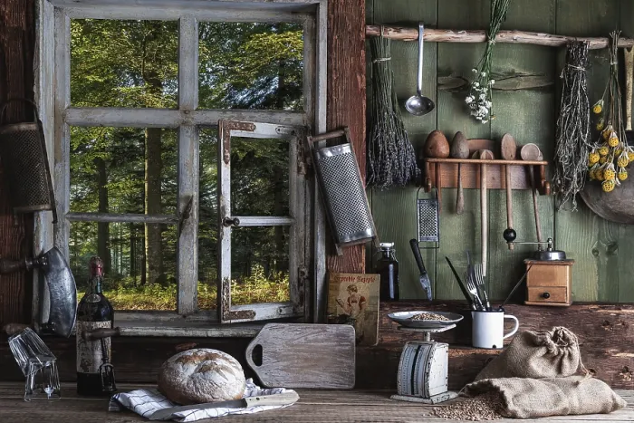 Framed Print : Rustic Farm Kitchen Print, Black Forest, Germany Framed Print : Rustic Farm Kitchen Print, Black Forest, Germany