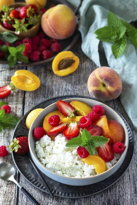 Framed Print : Rustic Summer Breakfast Print - Curd and Fresh Fruits Framed Print : Rustic Summer Breakfast Print - Curd and Fresh Fruits