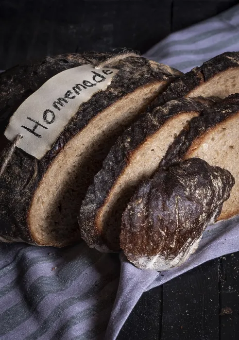 Framed Print : Rye Bread Print on Wooden Table Framed Print : Rye Bread Print on Wooden Table