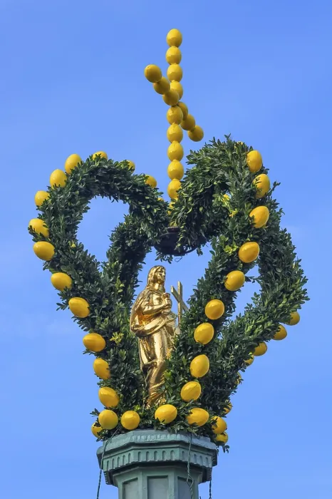 Framed Print : Easter Decorated Saint Figure Print, Upper Franconia, Germany Framed Print : Easter Decorated Saint Figure Print, Upper Franconia, Germany