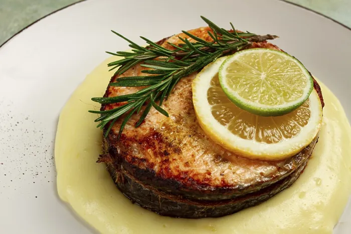 Framed Print : Salmon Steak Print, Top View Framed Print : Salmon Steak Print, Top View