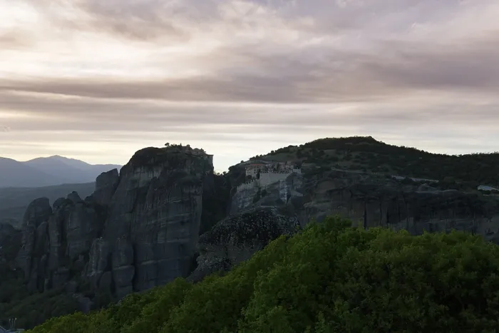 Framed Print : Meteora Sandstone Formations Print at Dusk