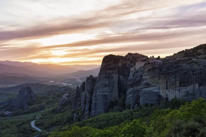 Framed Print : Meteora Sandstone Formations Print at Sunset Framed Print : Meteora Sandstone Formations Print at Sunset