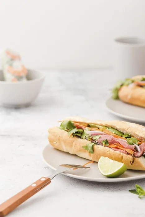 Framed Print : Print of Sandwich with Ham and Fork Framed Print : Print of Sandwich with Ham and Fork