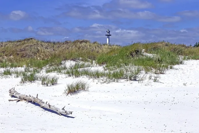 Framed Print : Bornholm Island Print: Sandy Beach and Lighthouse Framed Print : Bornholm Island Print: Sandy Beach and Lighthouse