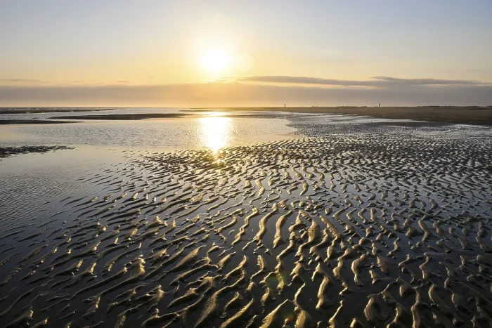 Framed Print : Sandy Beach Print with Ripple Pattern, Spiekeroog Island, Germany