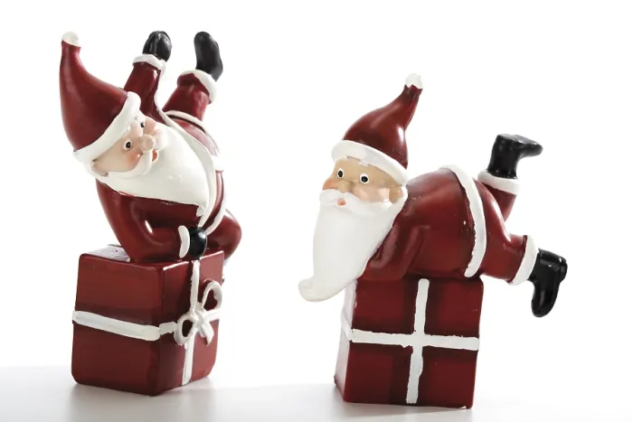Framed Print : Santa Clauses on Gift Boxes Print Framed Print : Santa Clauses on Gift Boxes Print