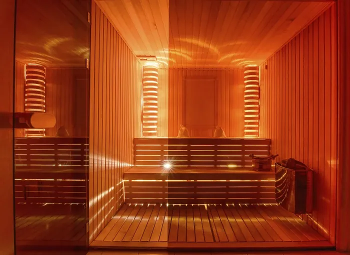 Framed Print : Print of The Sauna Room in a Wellness Complex Framed Print : Print of The Sauna Room in a Wellness Complex