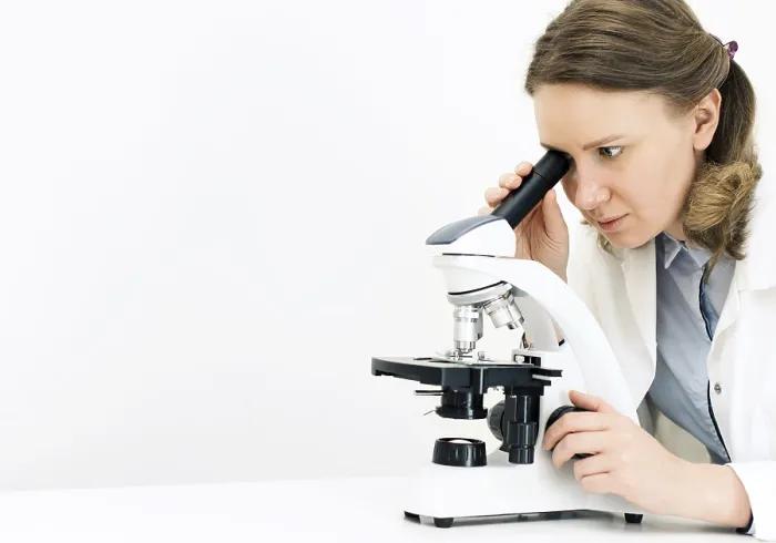 Framed Print : Scientist using microscope in laboratory Print Framed Print : Scientist using microscope in laboratory Print