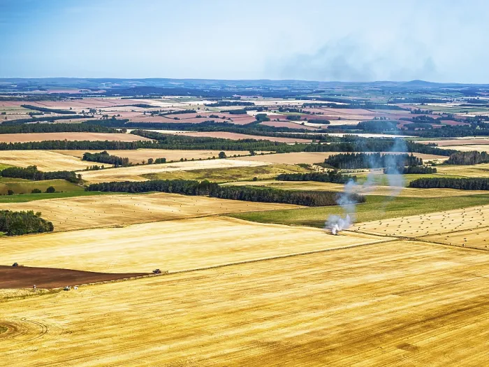 Framed Print : Scottish Fields Print from a Drone, Jedburgh, Scotland, UK