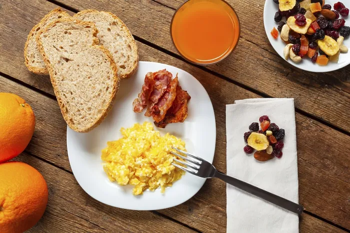 Framed Print : Full Breakfast Print with Scrambled Eggs and Bacon Framed Print : Full Breakfast Print with Scrambled Eggs and Bacon