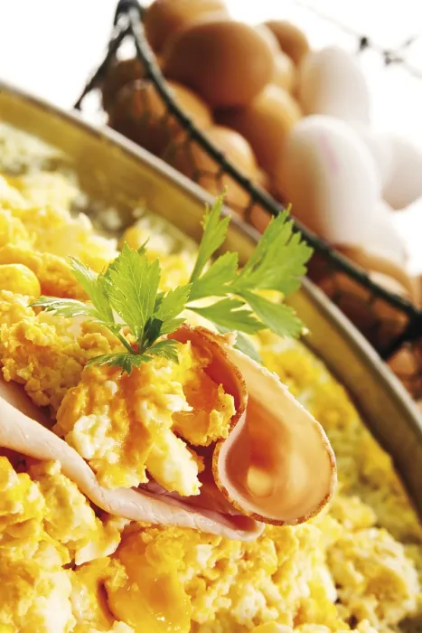 Framed Print : Scrambled Eggs and Cooked Ham Print Framed Print : Scrambled Eggs and Cooked Ham Print