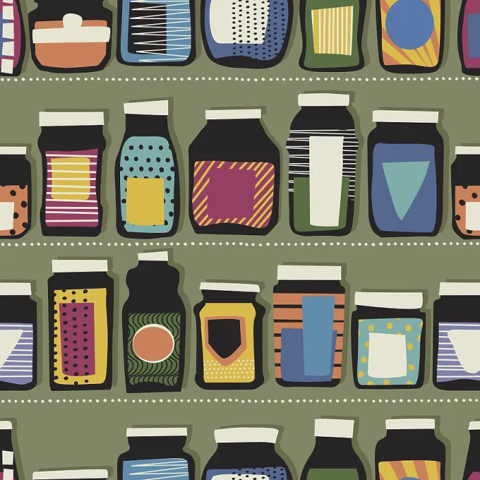Framed Print : Seamless Print Pattern with Colorful Jars Framed Print : Seamless Print Pattern with Colorful Jars