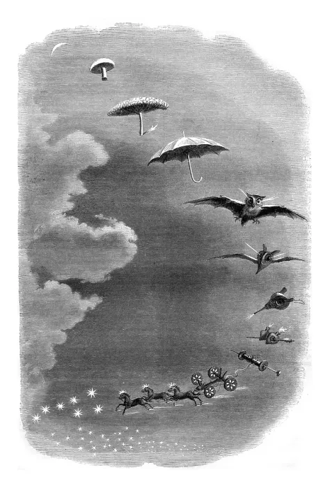 Framed Print : Vintage Engraved Print of Second Dream, A Walk in the Sky