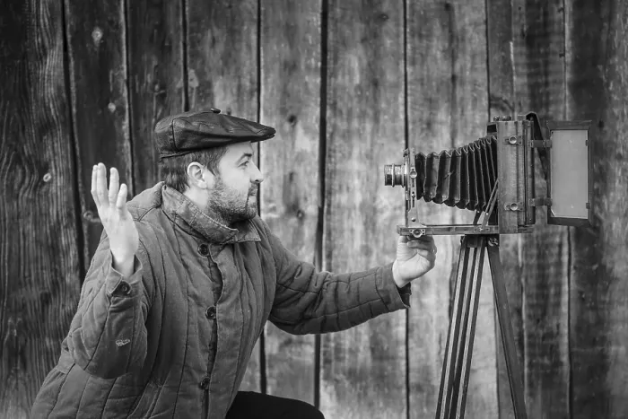 Framed Print : Vintage Man with Large Format Camera Print Framed Print : Vintage Man with Large Format Camera Print