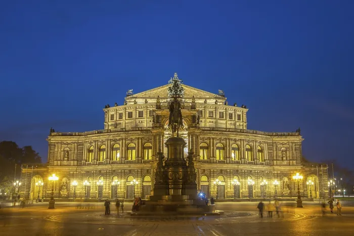 Framed Print : Semperoper Opera House Print at Night, Dresden Germany
