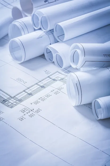 Framed Print : Set of Engineering Blueprints Print - Architecture Concept