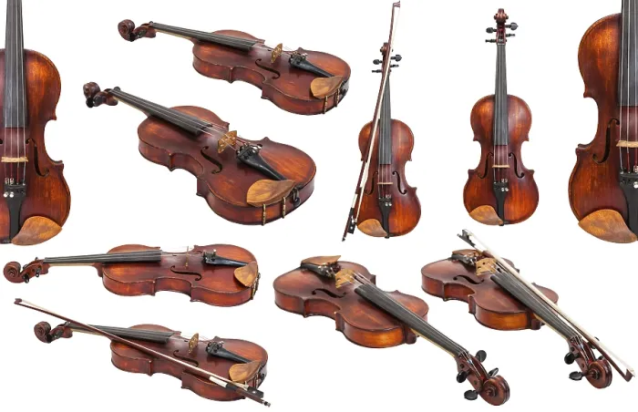 Framed Print : Set of Old Violins Print Against White Background Framed Print : Set of Old Violins Print Against White Background