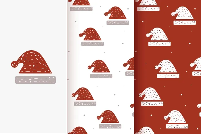 Framed Print : Seamless Christmas Hat Print Collection Framed Print : Seamless Christmas Hat Print Collection