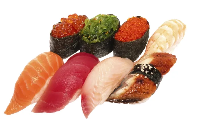 Framed Print : Japanese Sushi Print on White Background Framed Print : Japanese Sushi Print on White Background