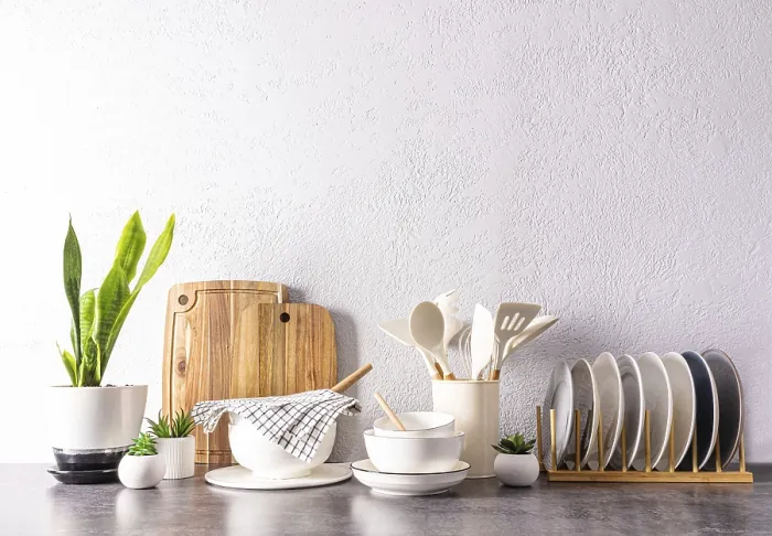 Framed Print : Modern Kitchen Print with Utensils and Dishes Framed Print : Modern Kitchen Print with Utensils and Dishes