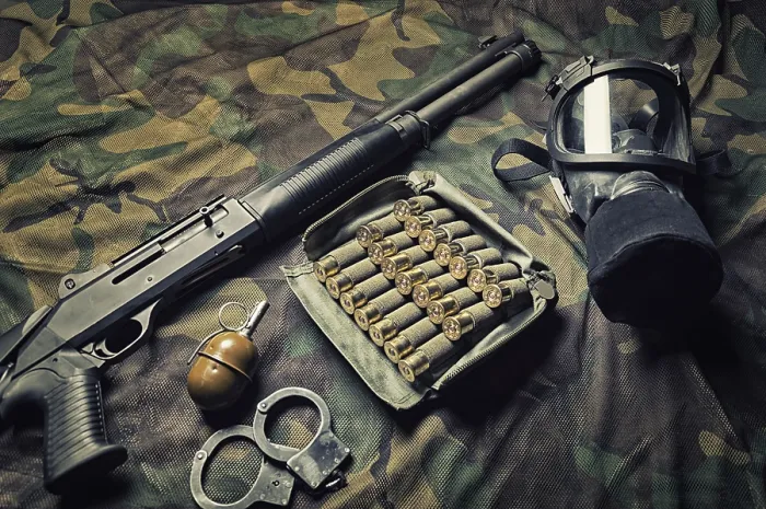 Framed Print : Set of Special Unit Fighter Weapons Print (Top View)