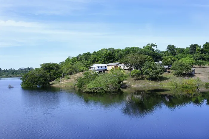 Framed Print : Amazon Tributary Settlement Print, Brazil Framed Print : Amazon Tributary Settlement Print, Brazil