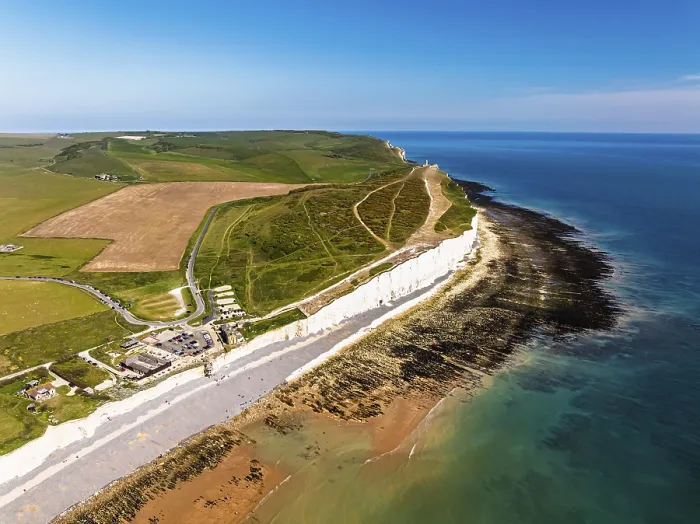 Framed Print : Seven Sisters Cliffs Drone Print, East Sussex, England Framed Print : Seven Sisters Cliffs Drone Print, East Sussex, England