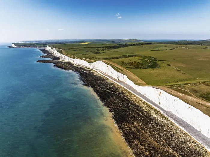 Framed Print : Seven Sisters Cliffs Drone Print, East Sussex, England Framed Print : Seven Sisters Cliffs Drone Print, East Sussex, England