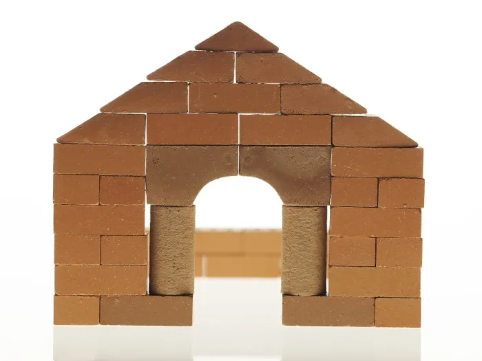 Framed Print : Brick Facade Shell of a House Print Framed Print : Brick Facade Shell of a House Print