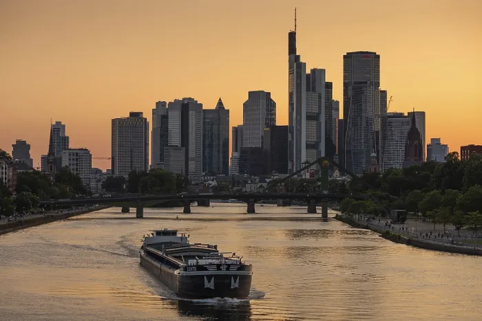 Framed Print : Evening Ship Print on the Main River, Frankfurt Framed Print : Evening Ship Print on the Main River, Frankfurt