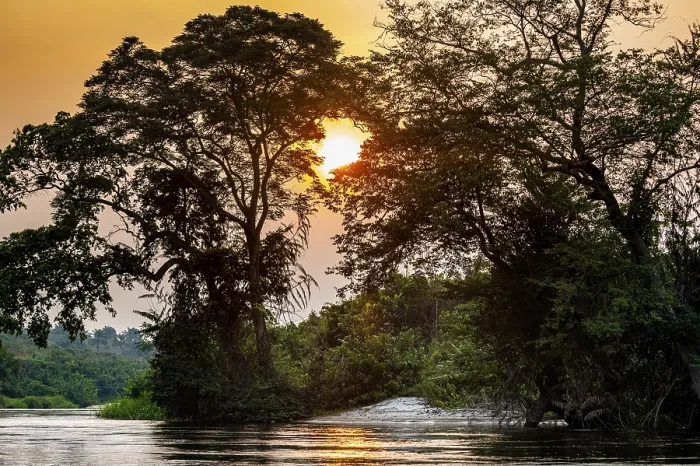 Framed Print : Sidearm of the Congo River Print at Sunset, DR Congo Framed Print : Sidearm of the Congo River Print at Sunset, DR Congo