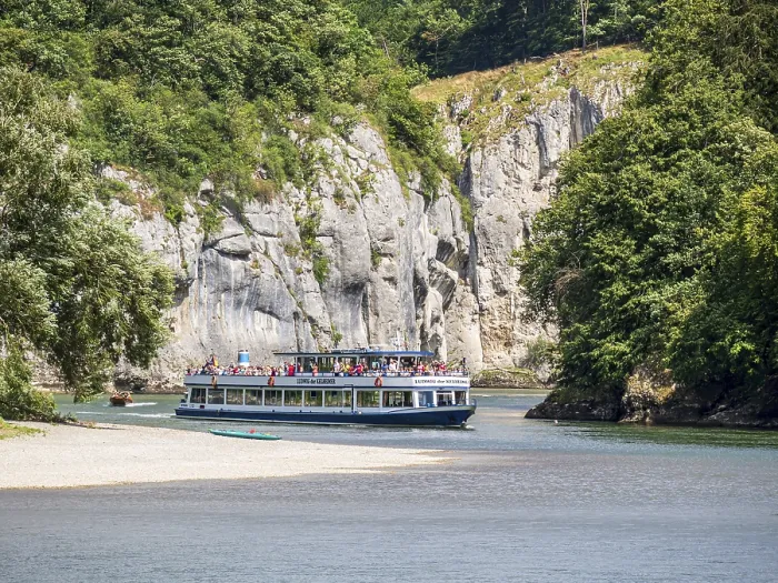 Framed Print : Sightseeing boat on river Danube Print, Germany Framed Print : Sightseeing boat on river Danube Print, Germany