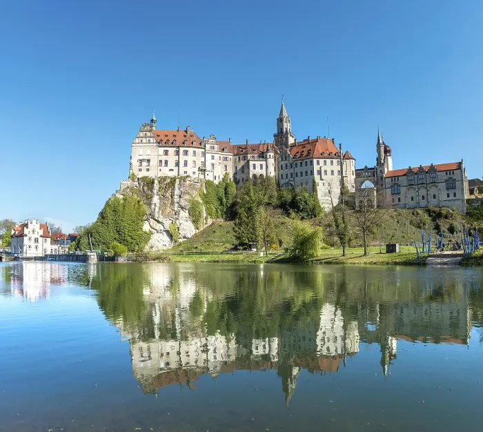 Framed Print : Sigmaringen Castle Print with Danube Reflection, Germany Framed Print : Sigmaringen Castle Print with Danube Reflection, Germany