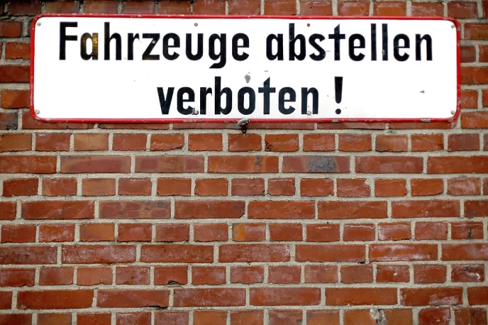Framed Print : Sign No Parking Print on Brick Wall