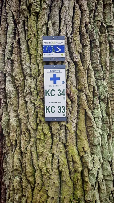 Framed Print : Frankenwaldsteig Trail Signs, Mitwitz, Germany Print