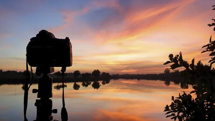Framed Print : Silhouette of a Camera at Sunset Print Framed Print : Silhouette of a Camera at Sunset Print