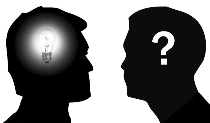 Framed Print : Print: Idea vs Doubt Silhouette of Two Men Framed Print : Print: Idea vs Doubt Silhouette of Two Men